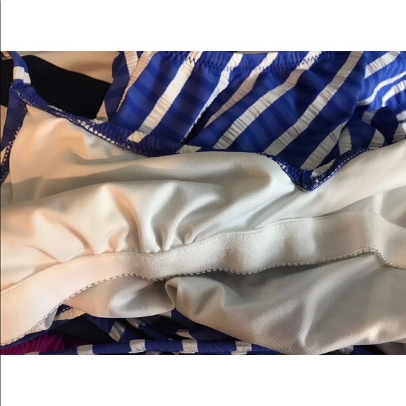 J.CREW Lace-Up Back Swimsuit Cobalt Blue White Striped VNeck Nautical Classic - Picture 11 of 12